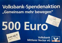 Freude über Spende der Volksbank Mittlerer Neckar