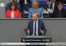 Preisendanz hält erste Plenarrede im Bundestag